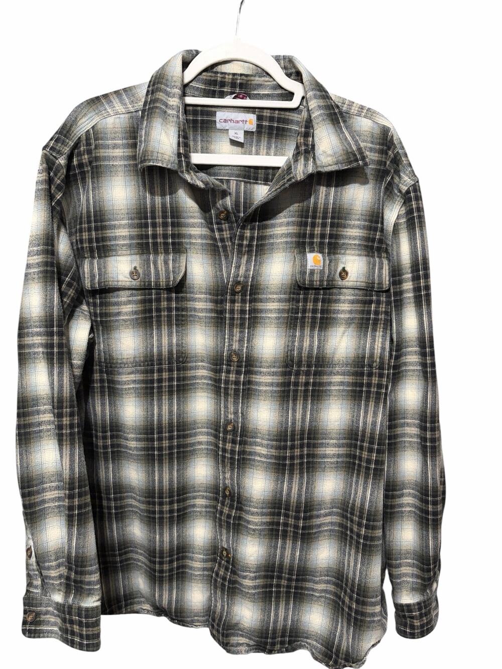 Carhartt Original Fit Flannel Shirt Men’s XL Plaid Button Front Workwear